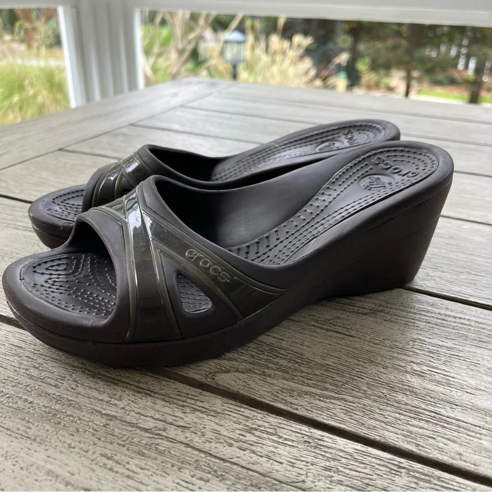 CROCS Women's Dark Brown Wedge Sandals